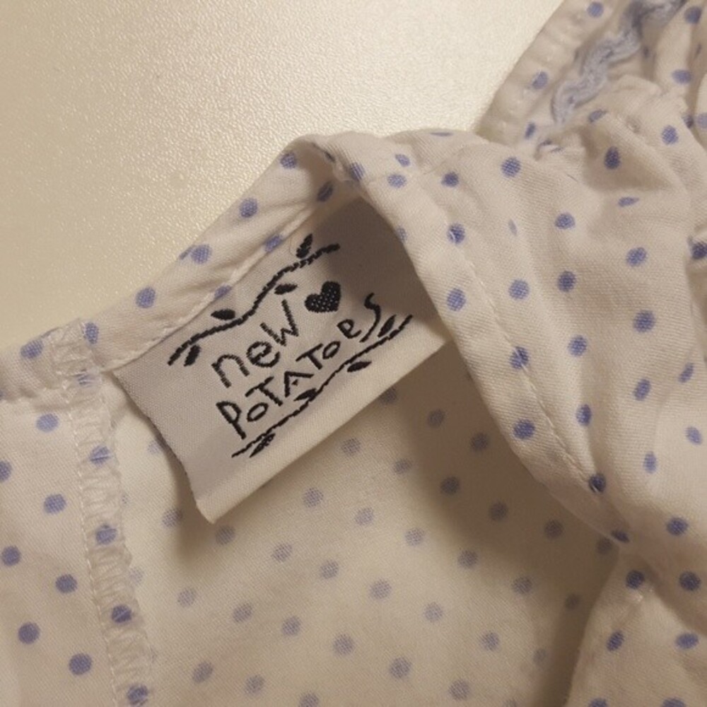 New Potatoes Whale Polka Dot Blue White Sun Dress Nautical - Picture 5 of 6